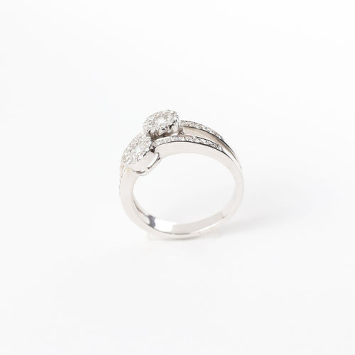 Bague 57 Bague « Toi et moi » en or blanc avec diamants 58 Facettes 146/23