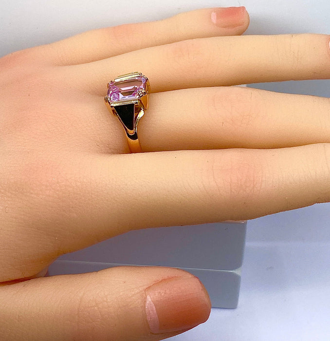 Bague 56 Bague en or rose améthyste rose 58 Facettes AB414