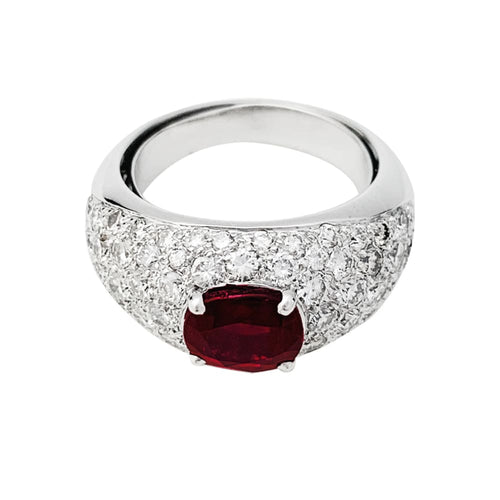 Bague 49 Bague jonc pavage diamant, rubis 1,78 carats. 58 Facettes 30945