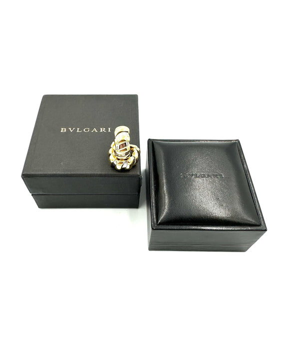 Boucles d'oreilles BVLGARI. Collection "Tubogas", boucles d'oreilles vintage or et acier 58 Facettes