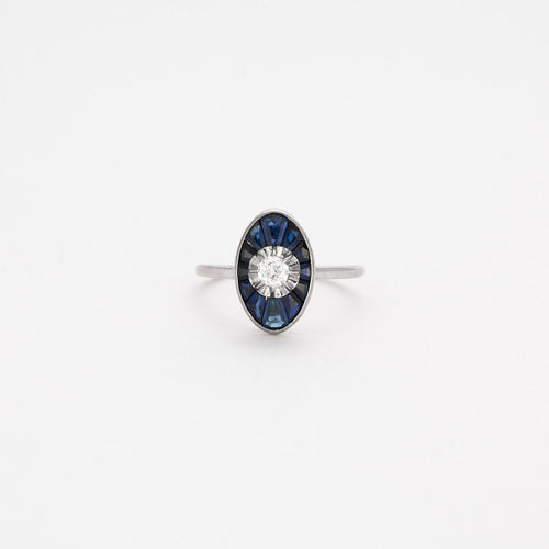 Bague Bague platine art déco saphir diamant 58 Facettes