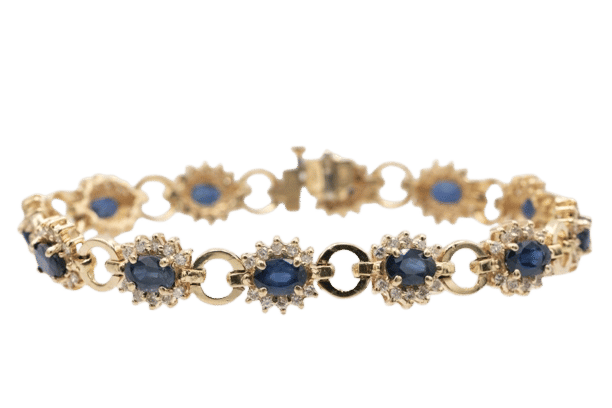 Bracelet Bracelet exclusif en or jaune 14k avec saphirs et diamants 58 Facettes 11393