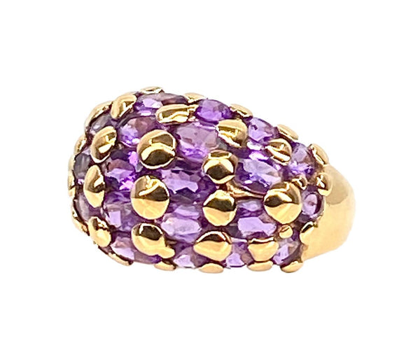 Bague 51 Bague en or jaune 18 carats sertie de 29 améthystes 58 Facettes AB550