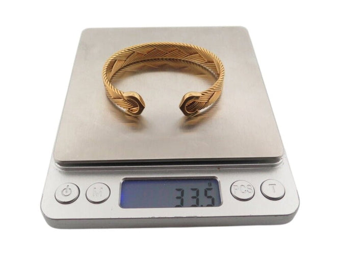 Bracelet vintage bracelet CARTIER double c tisse or jaune 18k jonc 33.5gr   boite 58 Facettes 271626