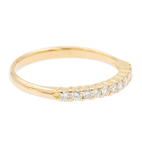 Half Ring Wedding band Yellow Gold Diamond 