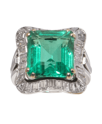 Bague Chaumet Or blanc 18K Or jaune 18K Diamant Émeraude