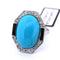 Bague Bague en or blanc avec turquoise et onyx 58 Facettes