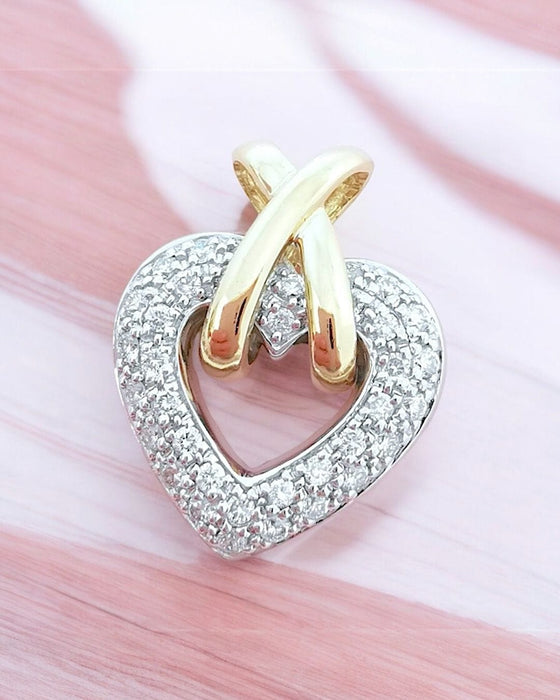 Pendentif Pendentif coeur diamants or blanc et jaune 58 Facettes AA 1675