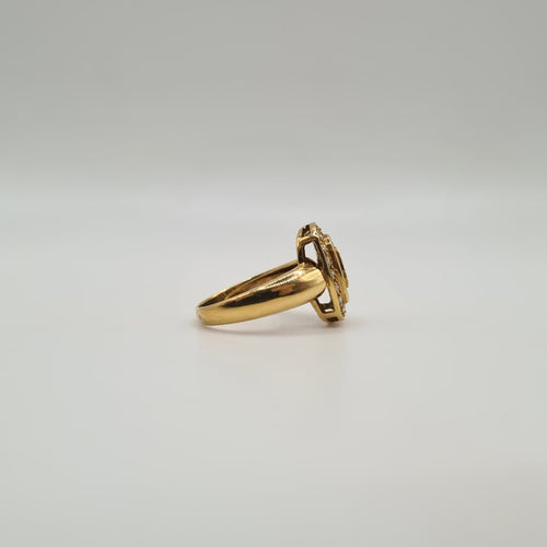 Bague 52 Bague art déco or jaune, saphirs carrés et diamants 58 Facettes