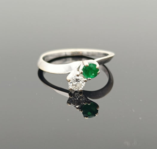 Bague 49 Bague Vous et Moi Emeraude et diamant 58 Facettes