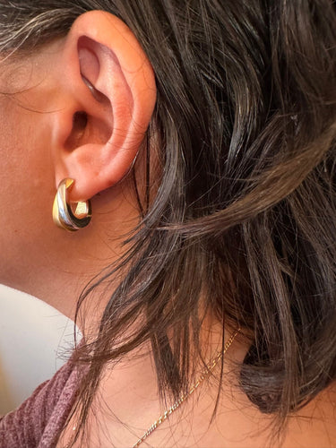 Boucles d'oreilles Boucles d'oreilles en or jaune et blanc 18 carats 58 Facettes