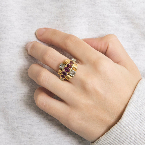 Bague 55 Bague Tank Rubis et Diamants 58 Facettes LP989/13