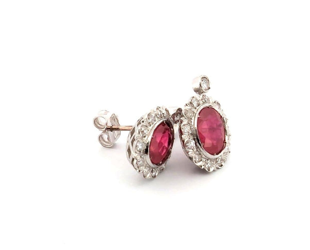 Boucles d'oreilles Boucles d'oreilles en platine avec rubis et diamants 58 Facettes