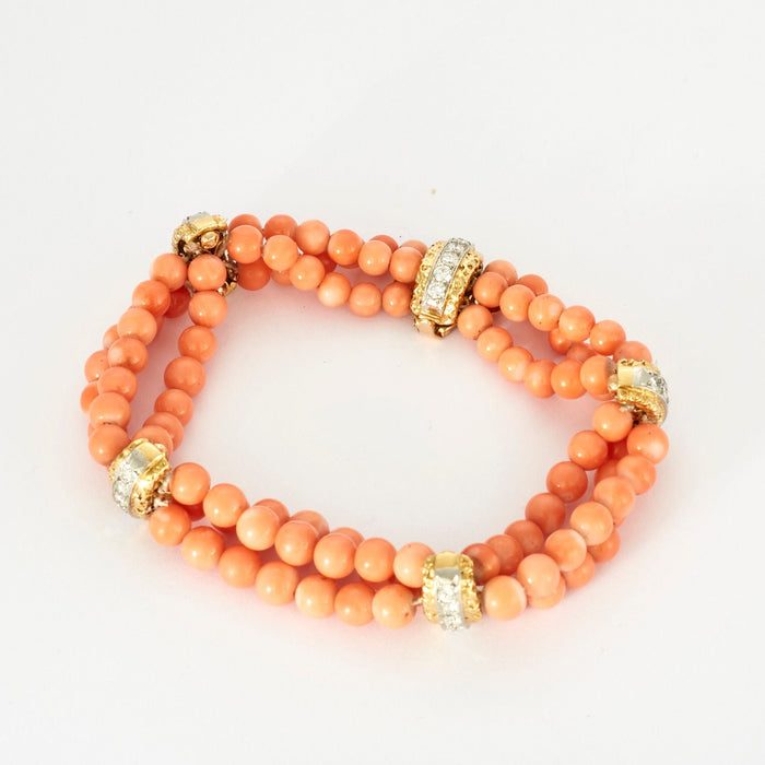 VAN CLEEF & ARPELS – Yellow gold coral and diamond bracelet