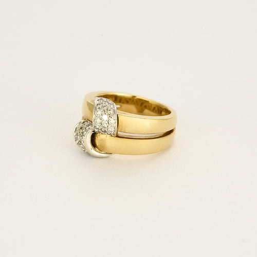 Bague 55 Bague en or jaune, or blanc et diamants 58 Facettes REU0861