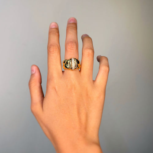 Bague 53 OJ PERRIN - Bague Tressé en or jaune sertie diamants 58 Facettes 250236R