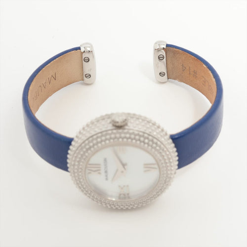Montre Mauboussin - Montre L'heure du premier jour enfin cadran nacre bracelet cuir bleu 58 Facettes
