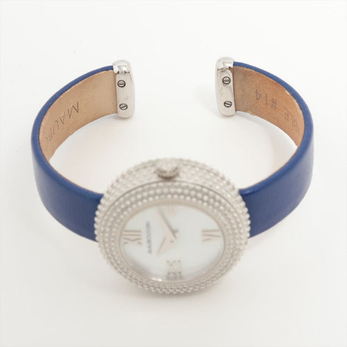 Montre Mauboussin - Montre L'heure du premier jour enfin cadran nacre bracelet cuir bleu 58 Facettes