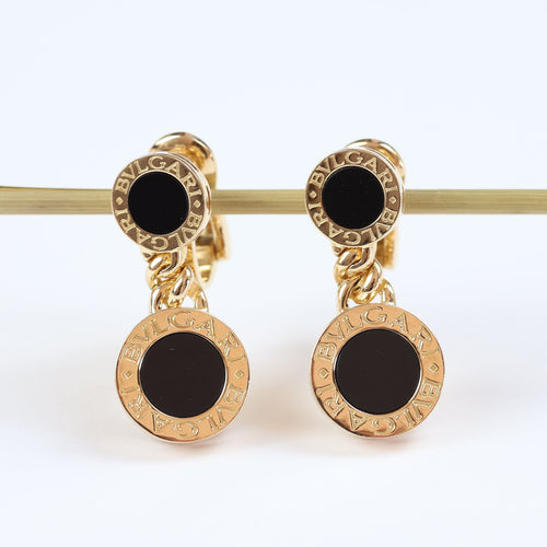 Boucles d'oreilles BULGARI - Boucles d'oreilles Bulgari en or jaune et onyx 58 Facettes 126202