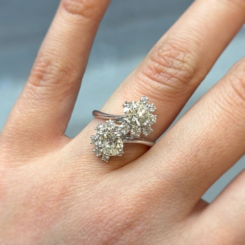 Bague 53 Bague Toi et Moi - Or, platine et diamants 58 Facettes 250031SP