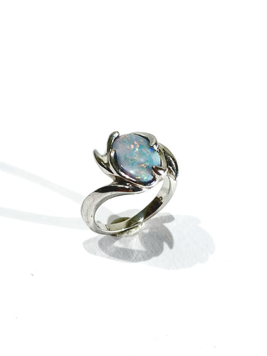 Bague 53 Bague or blanc et opale 58 Facettes