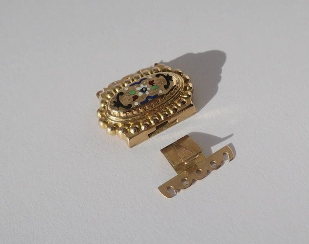 Rare fermoir régional émail or rose XIXe 58 Facettes