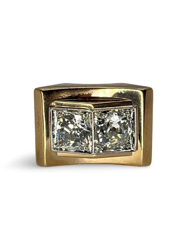 Bague 52 Bague Tank Vintage or rose et diamants 1,80 ct 58 Facettes 70301