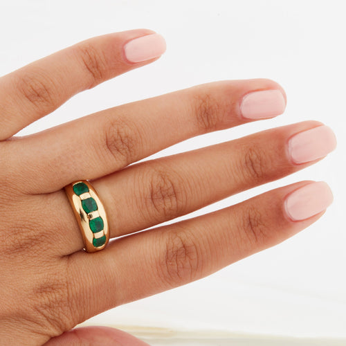 Bague 60 BAGUE OR JAUNE ÉMERAUDES 58 Facettes Ref 9061/18