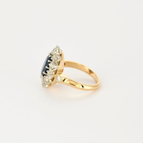 Bague 52 Bague pompadour saphir de 3 carats et diamants. 58 Facettes