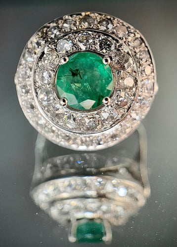 Bague 51 Ancienne bague or blanc, émeraude fin XIXème siècle 58 Facettes