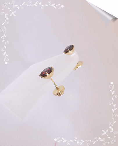 Boucles d'oreilles Neuves Boucles d'oreilles puces clous / Grenats Ø 6 mm / Alpa / Or 18 K 58 Facettes AA 1508