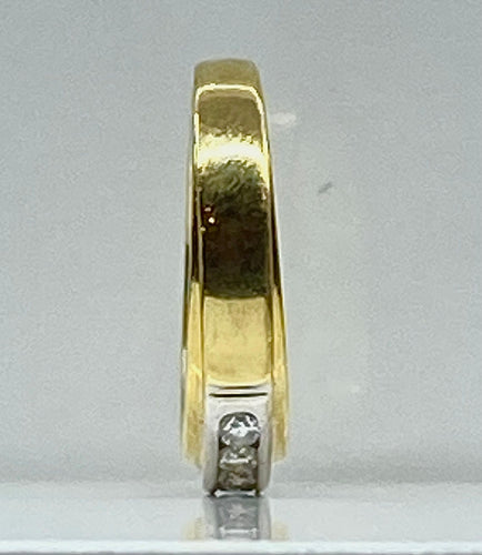 Bague 50 Demi alliance en or jaune et or blanc 18 carats et diamants 58 Facettes AB555