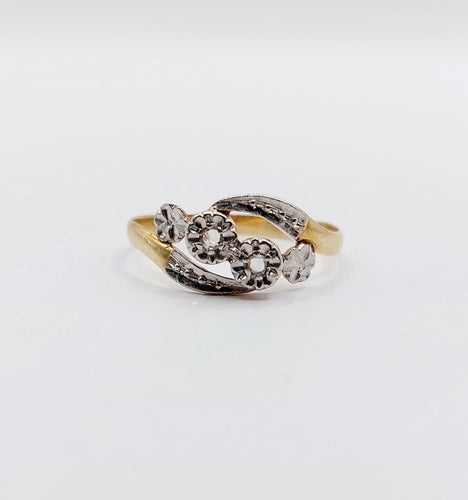 Bague 51 Bague antique or jaune diamant taille roses et monture à enroulement (circa 1900) 58 Facettes A04904