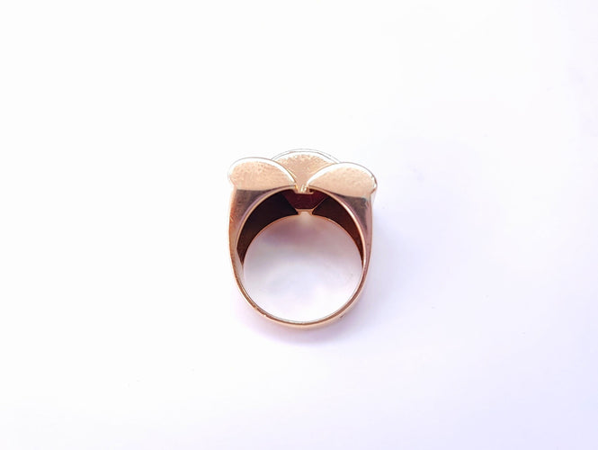 Bague 53 Bague tank en or rose, rubis et diamants 58 Facettes DV.47-tank