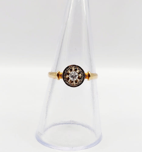 Bague 54 Bague solitaire art deco or jaune 18k diamant taille ancienne 58 Facettes A05903