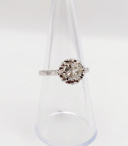 Bague 52.5 Bague solitaire Art déco en platine et diamant taille ancienne 0,80 carat 58 Facettes A06282
