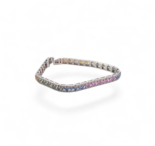 Bracelet Bracelet rainbows platine , saphirs et diamants 58 Facettes