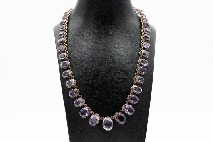 Collier Collier rivière ancien avec améthystes ovales facettées en argent doré 58 Facettes 11718