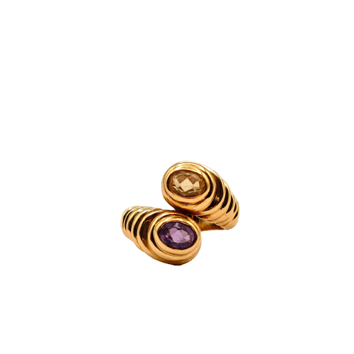 Bague 54 Bague vintage en or jaune, citrine et améthyste 58 Facettes 21024306