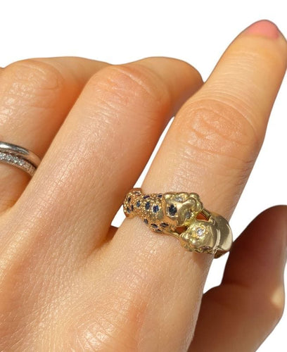 Bague 54 Bague en or jaune saphirs diamants 58 Facettes