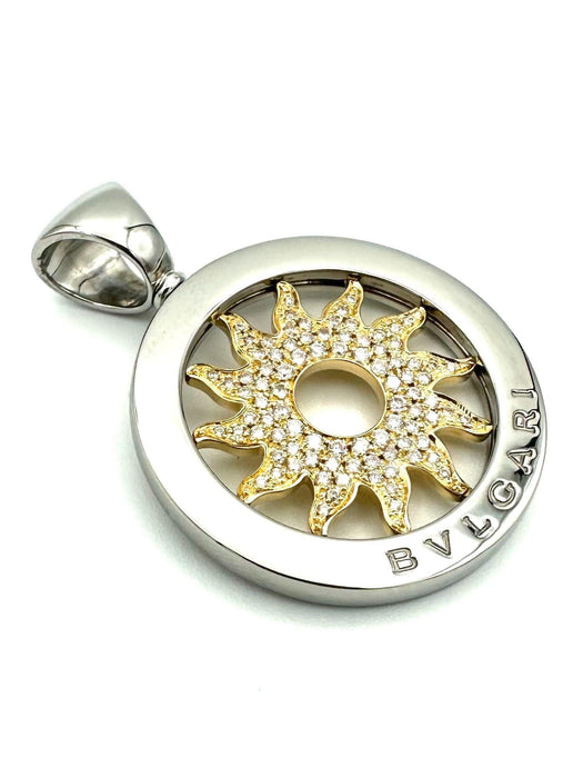 Pendentif BULGARI - Collection Tondo pendentif en or et acier diamants 58 Facettes