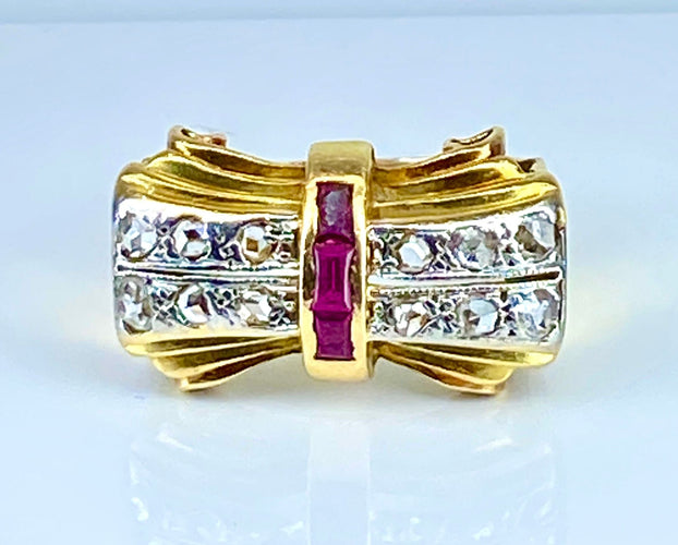 Bague 53 Bague Tank en or jaune 18 carats et diamants, vers 1930/1940 58 Facettes AB465