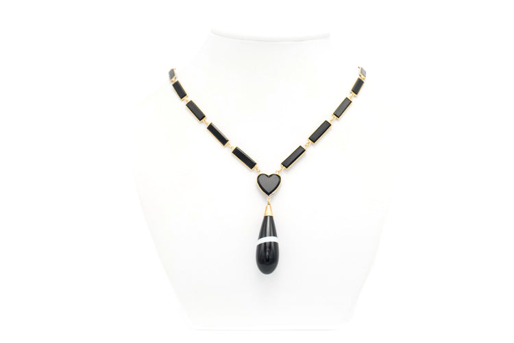 Collier Collier Nap III en or 18 carats serti d'onyx et d'agates 58 Facettes B606