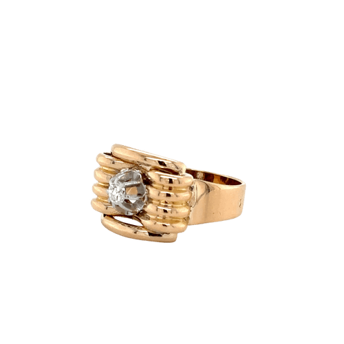 Bague 53 Bague tank noeud or rose et diamant - 1940 58 Facettes 1.0002377/1