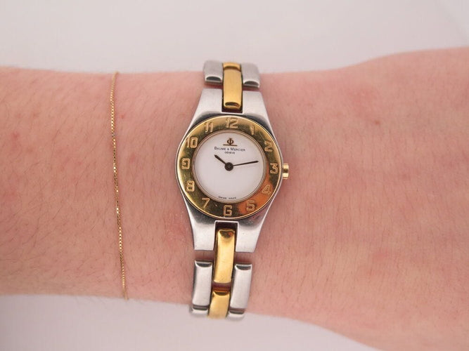 Montre montre baume & mercier linea mv045203 quartz 22mm or acier en 58 Facettes 267874