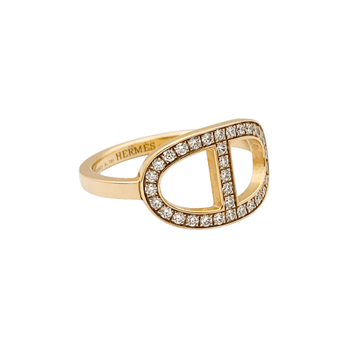 Bague 51 Bague Hermès, "Chaîne d'ancre contour", or rose, diamants. 58 Facettes 34573