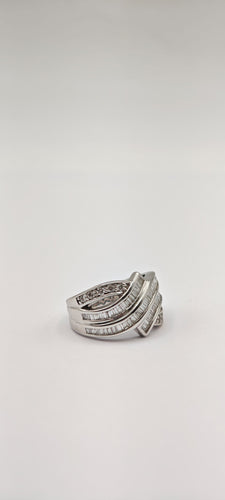 Bague 54 Bague d'éternité vintage en or blanc sertie de diamants 58 Facettes 21002984