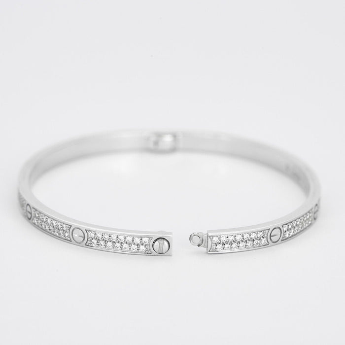 Bracelet Cartier - Bracelet Love Or Blanc Diamants 58 Facettes