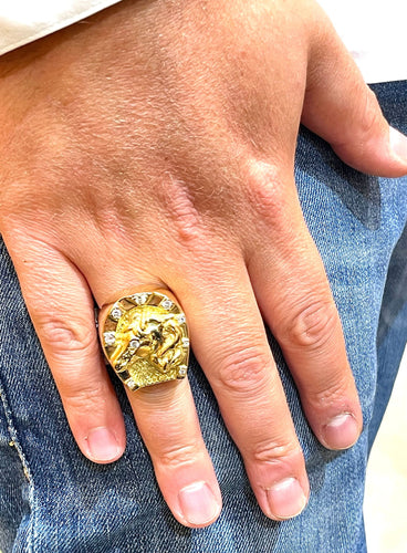 Bague Bague fer à cheval en or 18 carats et diamants 58 Facettes