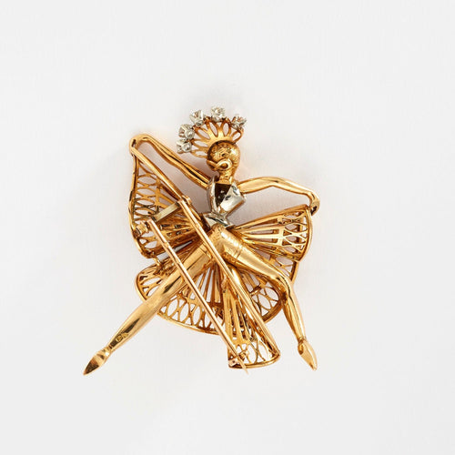 Boucles d'oreilles Clip ballerine en or bicolore et diamants 58 Facettes AB37